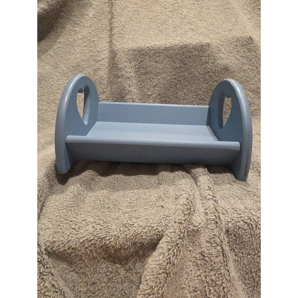 Vintage Shelf Or Doll Bed Heart Cutout Country Blue Cottagecore Grandmacore
